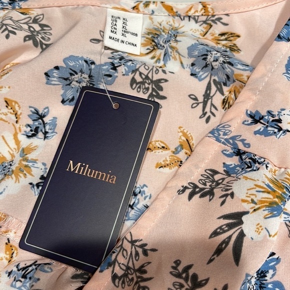 Milumia Pink Blue Floral Button Front Maxi Dress SZ XL - Picture 7 of 8